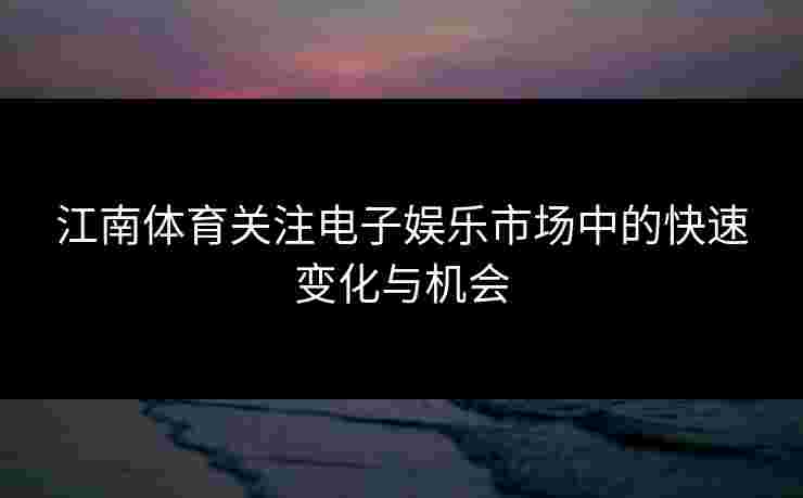 江南体育关注电子娱乐市场中的快速变化与机会
